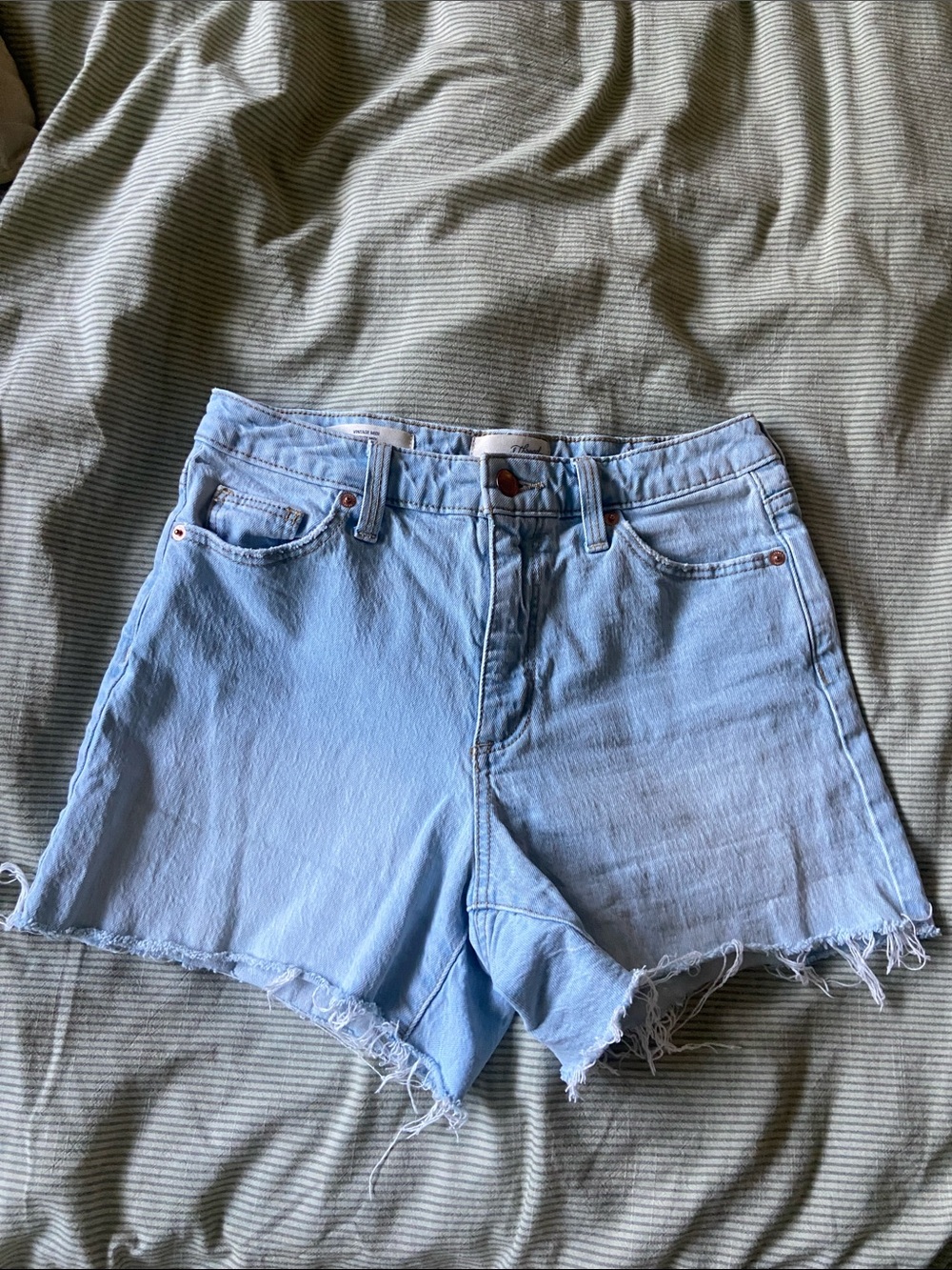 Light Blue High-Waist Denim Shorts